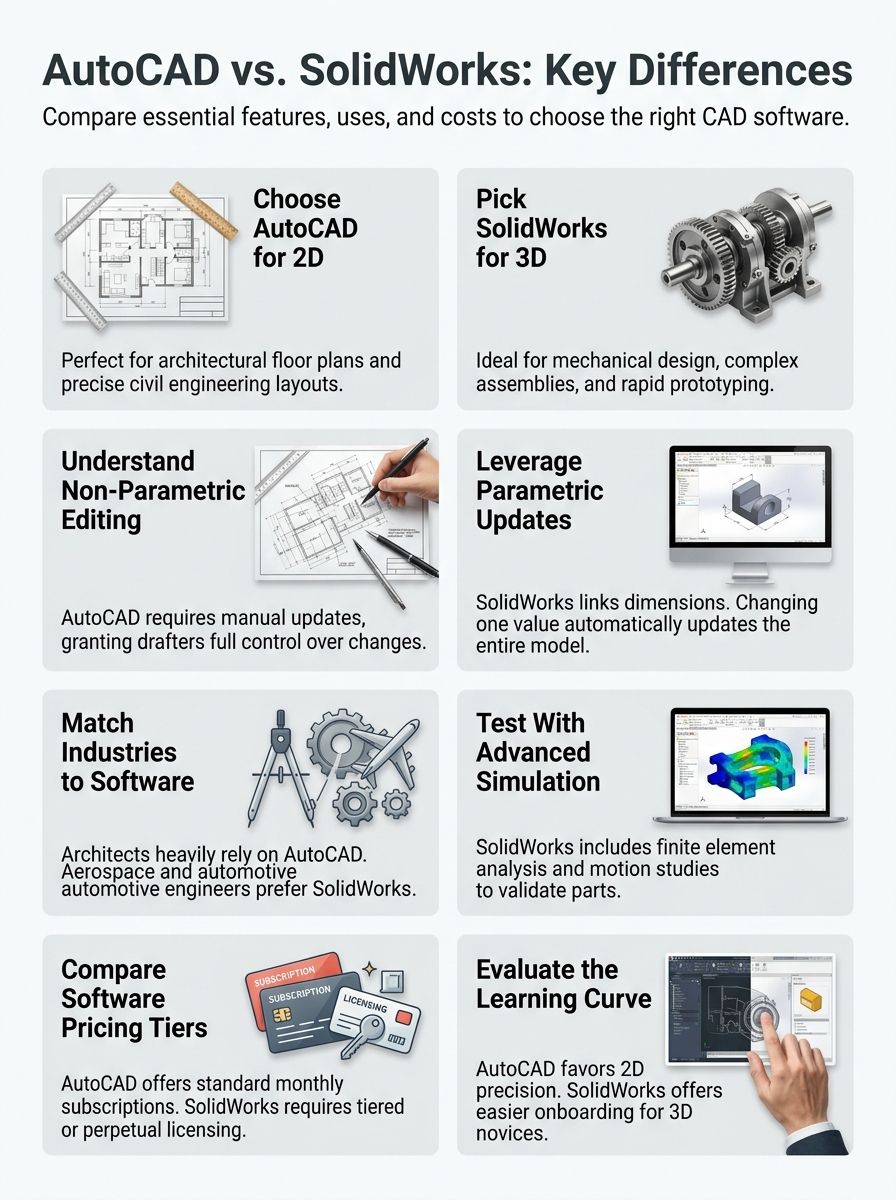Differences Between AutoCAD And SolidWorks: 9 Key Aspects Explained