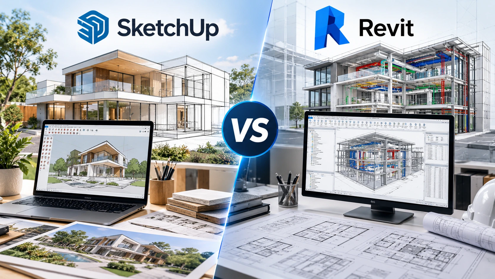 SketchUp and Revit architecture modeling comparison